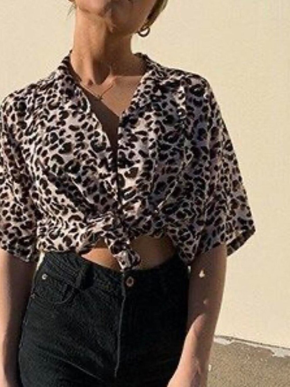 Leopard print button up blouse
